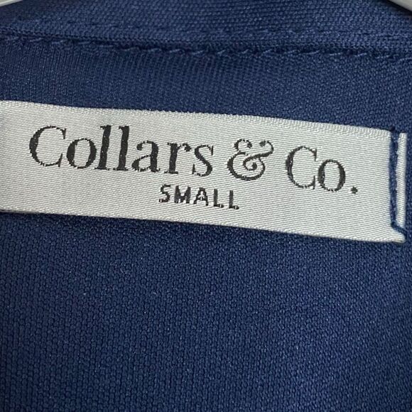 Collars & Co Polo Shirt Mens S Navy Blue Long Sleeve Preppy Stretch Dress NEW - Picture 3 of 8